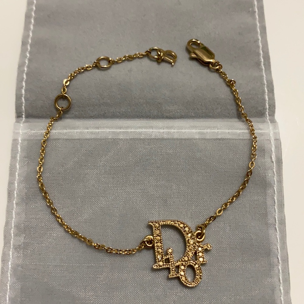 DIOR gold strass logo bracelet Y2K